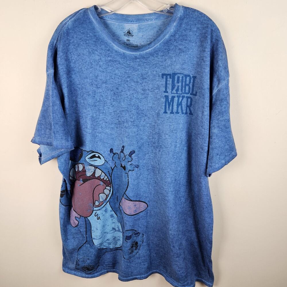Disney Parks Lilo & Stitch TRBL MKR Vintage Tee T-Shirt Sz XXL Blue Tie Dye